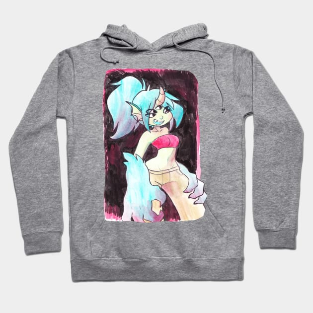 Aquatic Demon Girl Painting Hoodie by saradaboru